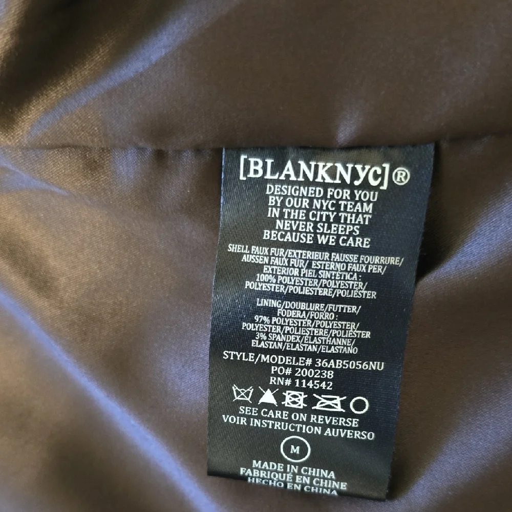 Blank NYC Faux Fur Coat In Americano. - Picture 4 of 9